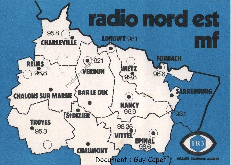 Carte FR3 Radio Nord Est (crédit : Guy Capet)