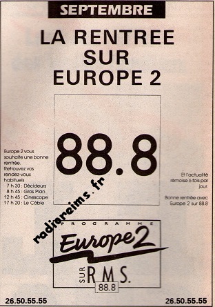 Europe 2 Pub Rentrée Septembre 1992 