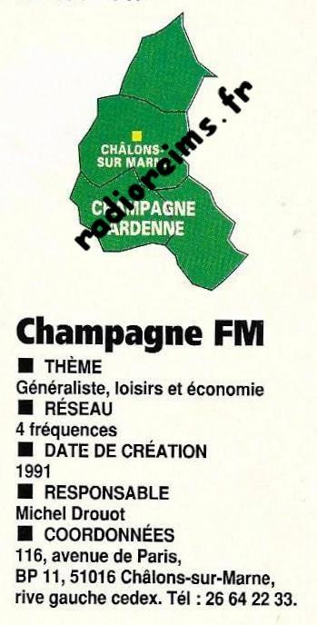 Pub Champ FM Châlons 1991 (Merci à Benoit - affichradio.fr)