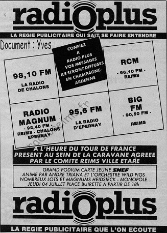 Pub Radio Plus l'Union Tour de France 1985