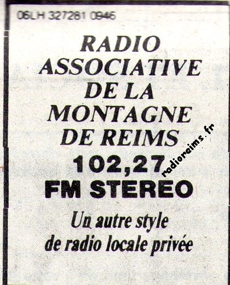 Pub RAMR dans Champagne Dimanche 1985 