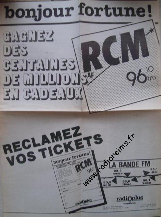 Ticket Bonjour Fortune RCM