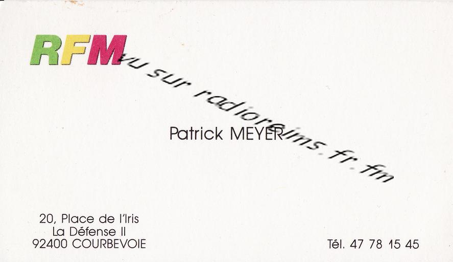 Carte visite Meyer RFM avec logo