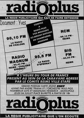 Pub Radio Plus l'Union Tour de France 1985